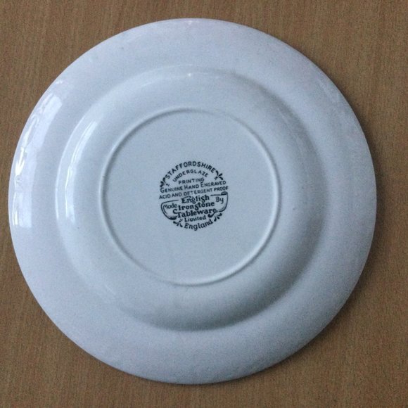 Staffordshire underglaze printing Genuine hand engraved 9.5" Ironstone plate - Picture 5 of 5